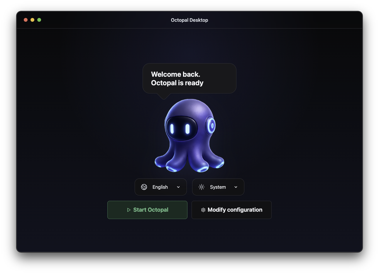 Octopal setup flow step 1