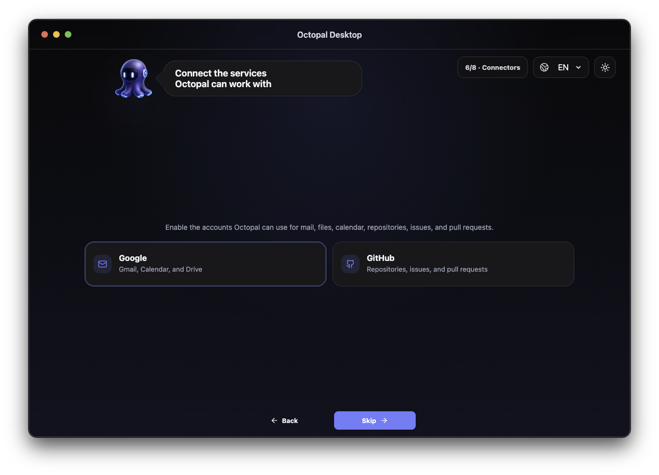 Octopal setup flow step 6