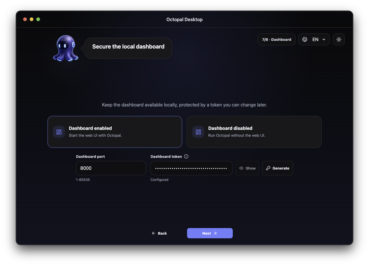 Octopal setup flow step 7
